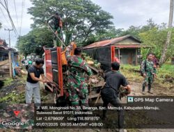 Wujudkan Lingkungan Bersih, Koramil 1418-01/Mamuju Gelar Karya Bakti Pembersihan di Jalan WR Monginsidi